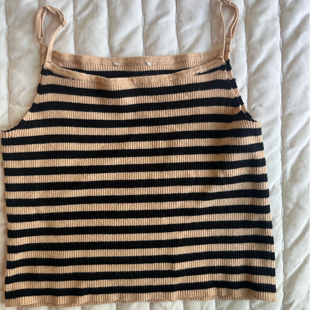 Anthropologie Striped Tan and Black Tank Top